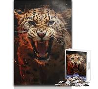 Rompecabezas de 1000 Piezas para Adultos y Adolescentes Leopardo Enojado Juegos educativos Análisis y lógica Obra de Arte Regalo Tamaño: 38x52cm