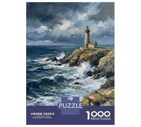 Rompecabezas De 1000 Piezas para Adultos Y Adolescentes Lighthouse on A Rocky Coast Rompecabezas para Adultos Juegos Relajantes Mejora La Memoria Regalos De Cumpleaños Y Únicos 38x26cm/1000pcs