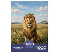 Rompecabezas De 1000 Piezas para Adultos Y Adolescentes Lion King with Crown in Savannah Rompecabezas para Adultos Juegos Relajantes Mejora La Memoria Regalos De Cumpleaños Y Únicos 70x50cm/1000pcs