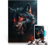 Rompecabezas de 1000 Piezas para Adultos y Adolescentes “Lobo Negro Salvaje y Malvado” ，para Mayores de 14 años Juguete Educativo antiestrés Regalos difíciles y difíciles para Mujeres y Hombres。