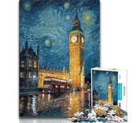 Rompecabezas de 1000 Piezas para Adultos y Adolescentes Londres bajo el Cielo Nocturno Difícil de completar, Pero Divertido y Divertido Regalo de cumpleaños, decoración de Pared 75x50cm