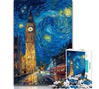 Rompecabezas de 1000 Piezas para Adultos y Adolescentes: Londres bajo el Cielo Nocturno Juegos Divertidos, decoración de Pared, cumpleaños y Navidad 38x26cm
