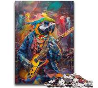 Rompecabezas de 1000 Piezas para Adultos y Adolescentes Loro Tocando la Guitarra para Mayores de 14 años Juegos Familiares Regalos navideños para Mujeres 26x38cm