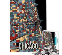 Rompecabezas de 1000 Piezas para Adultos y Adolescentes Mapa de la Ciudad de Chicago en Tonos Tierra Juguetes educativos y prácticos para divertirse en Familia Regalos de Amigo Invisible (50x75cm)