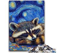 Rompecabezas de 1000 Piezas para Adultos y Adolescentes: Mapache, Cielo Estrellado, Vacaciones en casa, Matar el Tiempo con Piezas Completamente entrelazadas de Forma aleatoria, 50x75cm