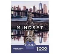 Rompecabezas De 1000 Piezas para Adultos Y Adolescentes Mindset Is Everything Cat Rompecabezas Juegos Relajantes Regalos para Mujeres Cumpleaños Y Navidad 52x38cm/1000pcs