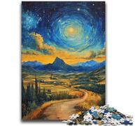 Rompecabezas de 1000 Piezas para Adultos y Adolescentes: Montañas bajo el Cielo Nocturno Desafiante, Divertido y Divertido Juego Educativo para cumpleaños 26x38cm
