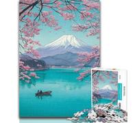 Rompecabezas de 1000 Piezas para Adultos y Adolescentes Monte Fuji, Japón Rompecabezas de 1000 Piezas con póster y Hoja de Trivia a Juego para Mayores de 14 años 50x75cm