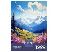 Rompecabezas De 1000 Piezas para Adultos Y Adolescentes Mountain Valley with Purple Flowers Rompecabezas para Adultos Juegos Relajantes Arte De Pared Difícil Y Desafiante 52x38cm/1000pcs