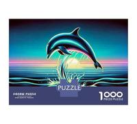 Rompecabezas De 1000 Piezas para Adultos Y Adolescentes Neon Dolphin Sunset Art Print Rompecabezas para Adultos Juego Práctico Una Obra De Arte Difícil Y Desafiante 70x50cm/1000pcs