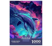 Rompecabezas De 1000 Piezas para Adultos Y Adolescentes Neon Dolphin Wall Art Print-2 Rompecabezas para Adultos Juegos Relajantes Arte De Pared Difícil Y Desafiante 70x50cm/1000pcs