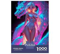 Rompecabezas De 1000 Piezas para Adultos Y Adolescentes Neon Dragon Woman Rompecabezas para Adultos Juegos Familiares Análisis Y Lógica Regalos De Cumpleaños Y Únicos 70x50cm/1000pcs