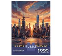 Rompecabezas De 1000 Piezas para Adultos Y Adolescentes New York City Skyline at Sunset Rompecabezas para Adultos Juego De Ingenio Arte De Pared Regalos De Cumpleaños Y Únicos 70x50cm/1000pcs