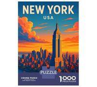 Rompecabezas De 1000 Piezas Para Adultos Y Adolescentes New York Travel Poster - Empire State Building Wall Art, Vintage NYC Skyline Print Rompecabezas Para Adultos Juego Práctico Una Obra De Arte Dif