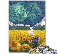 Rompecabezas de 1000 Piezas para Adultos y Adolescentes, Night Sky Tocando el violín, desafiantes Juegos Familiares, Juguete DIY para Decorar la Pared del hogar (75x50cm)