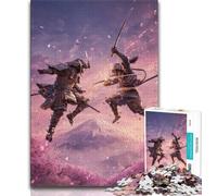 Rompecabezas de 1000 Piezas para Adultos y Adolescentes, Ninja al pie del Monte Fuji, Ideal para Adolescentes, para aliviar el estrés, Pasar el rato y Decorar el hogar (tamaño 75x50cm)