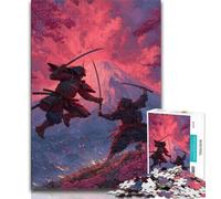Rompecabezas de 1000 Piezas para Adultos y Adolescentes: Ninja al pie del Monte Fuji Rompecabezas para Adolescentes, Juegos educativos Familiares, decoración del hogar, Regalo (tamaño 75x50cm)