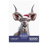 Rompecabezas De 1000 Piezas para Adultos Y Adolescentes Nyala with Santa Hat Rompecabezas Juegos Relajantes Regalos para Mujeres Cumpleaños Y Navidad 70x50cm/1000pcs