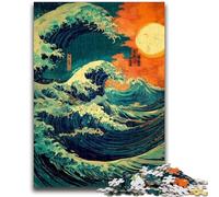 Rompecabezas de 1000 Piezas para Adultos y Adolescentes, Olas japonesas, 1000 Piezas para Adolescentes, Juego de Preguntas Toda la Familia (38x26cm)