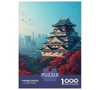 Rompecabezas De 1000 Piezas para Adultos Y Adolescentes Osaka Castle with Red Maple Trees Rompecabezas para Adultos Juego Práctico Una Obra De Arte Difícil Y Desafiante 70x50cm/1000pcs