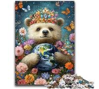 Rompecabezas de 1000 Piezas para Adultos y Adolescentes Oso de Peluche sosteniendo la Tierra 1000 Piezas para Adolescentes, Ideal para el Aprendizaje y como Regalo para Toda la Familia (50x75cm)