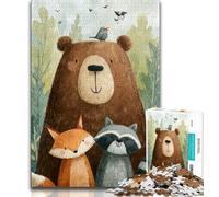 Rompecabezas de 1000 Piezas para Adultos y Adolescentes: Oso Pardo, Zorro y Mapache Regalos de Amigo Secreto para Mayores de 14 años (tamaño 75x50cm)