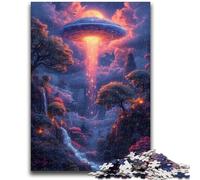 Rompecabezas de 1000 Piezas para Adultos y Adolescentes, OVNI en Las Nubes de la montaña, desafío de Inteligencia Cerebral, Juguetes adictivos, Regalo Divertido para Mayores de 14 años, 38x26cm