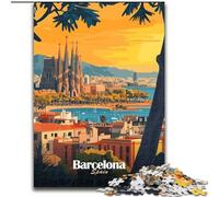 Rompecabezas de 1000 Piezas para Adultos y Adolescentes Paisaje Urbano de Barcelona Ayuda a ejercitar el Cerebro Juguetes adictivos para Cultivar la Paciencia Decoración (38x26cm)