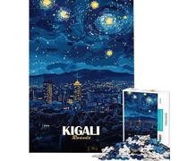 Rompecabezas de 1000 Piezas para Adultos y Adolescentes Paisaje Urbano de Kigali Ruanda Noche Estrellada Rompecabezas para Adultos Juego Familiar decoración de paredúnicos para cumpleaños y Navidad