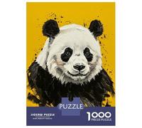 Rompecabezas De 1000 Piezas para Adultos Y Adolescentes Panda Portrait on Yellow Background Rompecabezas para Adultos Juego Práctico Una Obra De Arte Difícil Y Desafiante 38x26cm/1000pcs