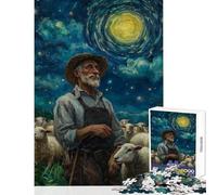 Rompecabezas de 1000 Piezas para Adultos y Adolescentes Pastor bajo un Cielo Estrellado Juegos relajantes Regalos para Mujeres Decoración del hogar Juguetes Cada Pieza es única (38x52cm)