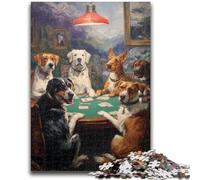 Rompecabezas de 1000 Piezas para Adultos y Adolescentes Perro Jugando al póquer Juego desafiante y Familiar Regalos de Amigo Secreto 26x38cm