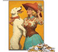 Rompecabezas de 1000 Piezas para Adultos y Adolescentes: Perro Vaquera Entre Flores Silvestres, para Mayores de 14 años Un Juego desafiante para Regalar a Toda la Familia y Amigos 26x38cm