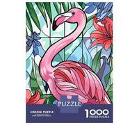 Rompecabezas De 1000 Piezas Para Adultos Y Adolescentes Pink Flamingo in Tropical Floral Setting Rompecabezas Para Adultos Juego De Ingenio Arte De Pared Regalos De Cumpleaños Y Únicos 38x26cm/1000pcs
