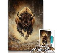 Rompecabezas de 1000 Piezas para Adultos y Adolescentes, Pintura al óleo de Bisonte Americano, Regalo de Amigo Secreto para Mayores de 14 años (tamaño 38x26cm)