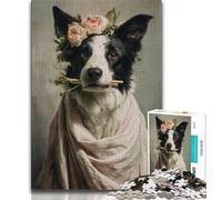 Rompecabezas de 1000 Piezas para Adultos y Adolescentes, Pintura al óleo de Border Collie, 1000 Piezas para Adultos, Juegos Divertidos, decoración de Pared, cumpleaños y Navidad