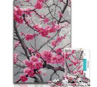 Rompecabezas de 1000 Piezas para Adultos y Adolescentes Pintura al óleo de Flor de durazno Juegos educativos decoración del hogar Adecuado para decoración de Escritorio 26x38cm