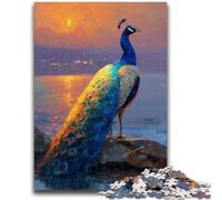 Rompecabezas de 1000 Piezas para Adultos y Adolescentes,Pintura al óleo de Pavo Real Azul,1000 Piezas para Adolescentes,Juegos educativos,decoración del hogar,Adecuado para decoración de Escritorio