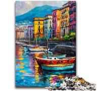 Rompecabezas de 1000 Piezas para Adultos y Adolescentes: Pintura de la Costa de Nápoles, Italia Desafiante, Pero Divertido y Divertido Juego Educativo para cumpleaños 50x75cm
