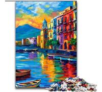 Rompecabezas de 1000 Piezas para Adultos y Adolescentes, Pintura de la Costa de Nápoles, Italia, para Juegos educativos, desafío, Juguete, Regalo de cumpleaños, Arte de Pared, 38x26cm