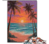 Rompecabezas de 1000 Piezas para Adultos y Adolescentes, Playa al Atardecer, Juego de Preguntas, decoración de Pared, cumpleaños y Navidad, 50x75cm
