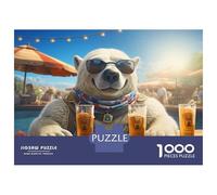 Rompecabezas De 1000 Piezas para Adultos Y Adolescentes Polar Bear Drinks at Beach Bar Rompecabezas para Adultos Juegos Familiares Análisis Y Lógica Regalos De Cumpleaños Y Únicos 52x38cm/1000pcs
