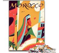 Rompecabezas de 1000 Piezas para Adultos y Adolescentes, póster de Viaje a Marruecos, Juguetes educativos, Juegos para aliviar el estrés, interacción Entre Padres e Hijos, 26x38cm