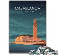 Rompecabezas de 1000 Piezas para Adultos y Adolescentes Póster de Viaje de Casablanca Diseño Vibrante y único Experiencia Relajante y desafiante (tamaño 38x52cm)