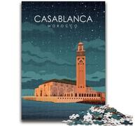 Rompecabezas de 1000 Piezas para Adultos y Adolescentes Póster de Viaje de Casablanca Rompecabezas para Adolescentes, con póster a Juego y Hoja de Trivia para Mayores de 14 años (50x75cm)