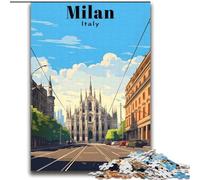 Rompecabezas de 1000 Piezas para Adultos y Adolescentes, póster de Viaje de Milán, Italia, Juguete Educativo antiestrés, Regalo para Amigos y Familiares (38x52cm), 1000 Piezas