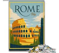 Rompecabezas de 1000 Piezas para Adultos y Adolescentes Póster de Viaje de Roma, Italia Juguetes antiestrés cumpleaños para Mayores de 14 años 50x75cm