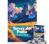 Rompecabezas de 1000 Piezas para Adultos y Adolescentes Póster del Parque Nacional Torres del Paine Decoración del hogar Juguetes Regalos de cumpleaños Juego Imposible Descompresión Tamaño: