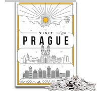 Rompecabezas de 1000 Piezas para Adultos y Adolescentes, Praga, República Checa, Entretenimiento Familiar, con póster y Hoja de Trivia a Juego (50x75cm) 1000 Piezas