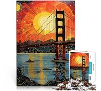 Rompecabezas de 1000 Piezas para Adultos y Adolescentes Puente Golden Gate Hecho de Madera para Mayores de 14 años Juguetes de decoración del hogar Regalo Divertido tamaño：50x75cm